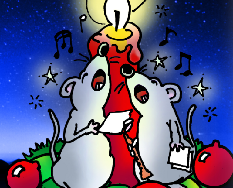 singende Mäuse bei Kerzenschein